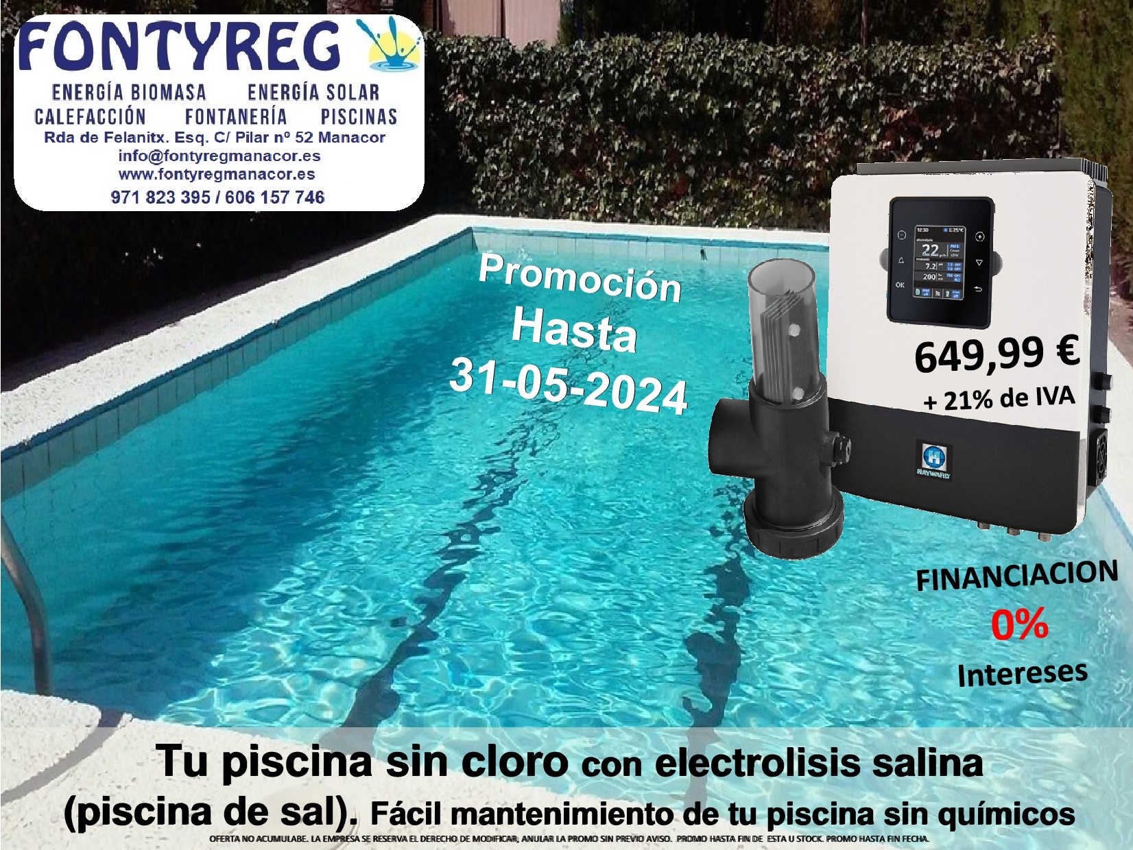 Electrólisis salina Manacor-Mallorca, piscina de sal, bomba dosificadora ph liquido,